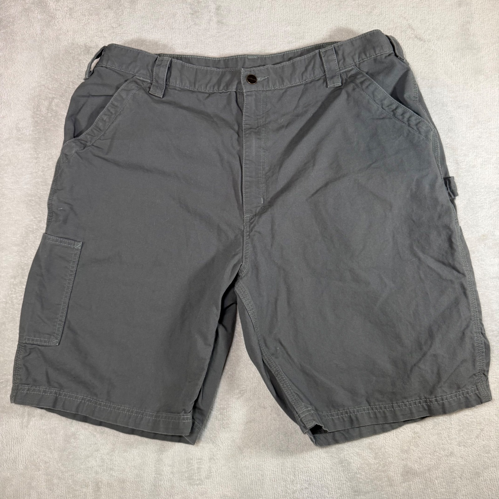 Carhartt Mens B147 Fat Gray Canvas Carpenter Work Shorts Size 42 Utility Pocket
